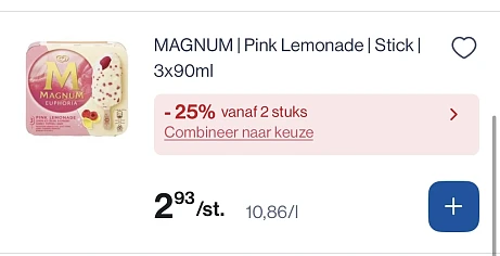 Magnum pink lemonade stick 3x90 ml -25% extra