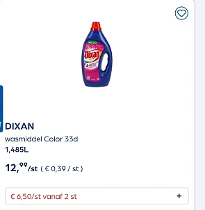 Dixan vloeibaar 50% goedkopee