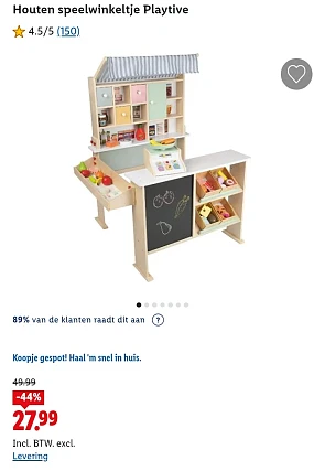 -44% houten speelwinkeltje, 3+ 🛒 Lidl webshop