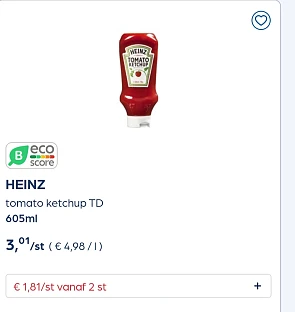 Heinz tomato ketchup TD 605ml in promo