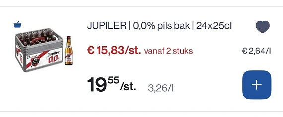 Jupiler 0,0% pils bak 24x25 cl -20%