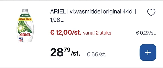 Ariel vloeibaar wasmiddel original 44 d -60%