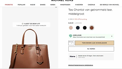 Michael Kors lederen handtas van 350€ naar 115€ dat is 67% korting!