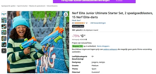 Nerf Elite starter set voor €6,82 elders rond €24