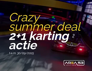 2+1 gratis op kartingsessies Area53