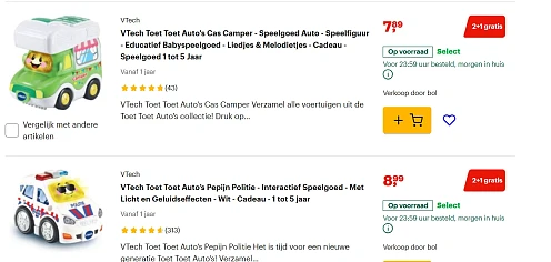 2+1 gratis speelgoed