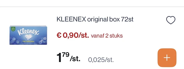 Kleenex zakdoekjes original box 72 stuks -50% reactie Aldi 3+3