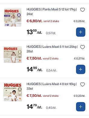Huggies extra care luiers en pants 👶 -50%
