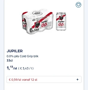 Jupiler 0.0% 50% goedkoper
