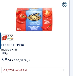 FEUILLE D'OR makreel chili 125g kn promo