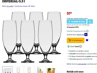 6x glazen Imperial (0,3 liter)
