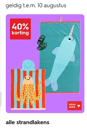 strandlakens 40% korting met HEMA extra