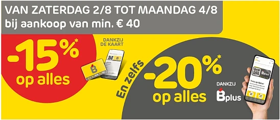 15% korting bij aankoop vanaf €40 bij Brico