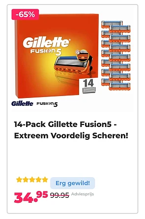 14-pack gillette fusion5 -65% op voordeelvanger.nl