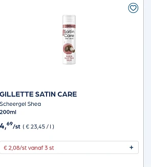 Gillette satin care scheergel shea 200ml on promo