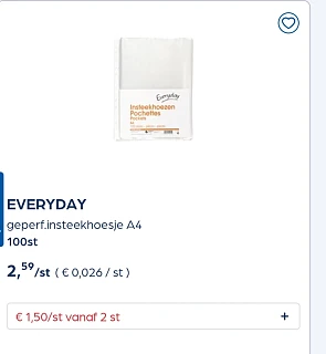Everyday geperf.insteekhoesje A4 100st in promo