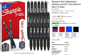 Sharpie S-Gel | Gelpennen 12 stuks bij amazon