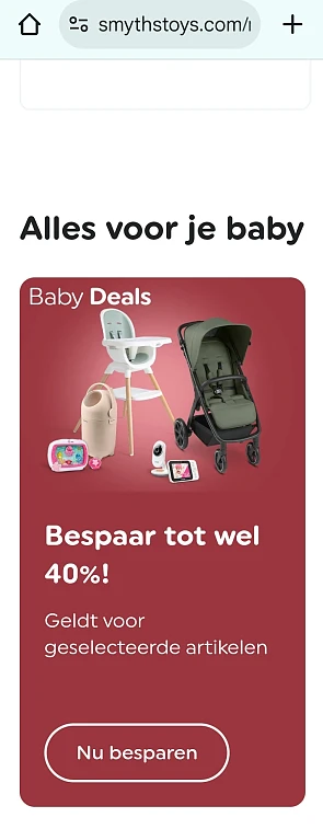 Baby deals tot 40% bij Smyths toys