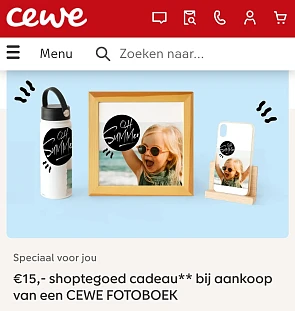 €15 shoptegoed cadeau bij Cewe