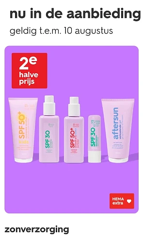 zonverzorging 2e halve prijs met HEMA extra