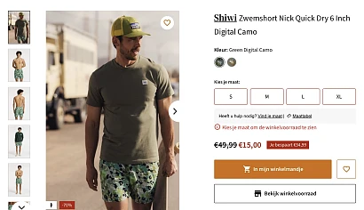 Shiwi zwemshort Nick quick dry 6 inch -70% bij a AS Adventure