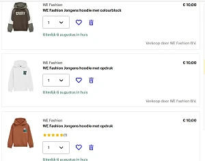 WE Fashion kindermode bij Bol, hoodies voor €10