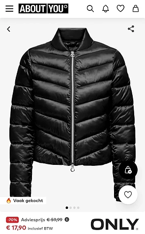ONLY Tussenjas 'ONLVega' in Zwart -70%