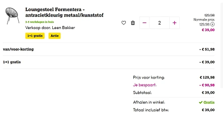 loungestoel bij leenbakker erg goedkoop