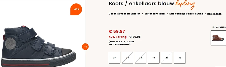 -40% boots/enkellaars Kipling bij Berca