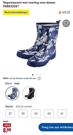 Regenlaarzen voor dames -40% bij Lidl