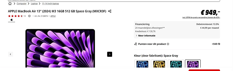 APPLE Mac Book Air 13" (2024) -21%