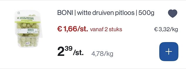 Boni witte pitloze druiven 500 gram -30%