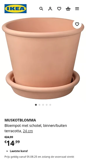 Bloempot met schotel 24 cm -40% bij Ikea