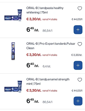 Oral B tandpasta en tandenborstel veel goedkoper vanaf 4 stuks