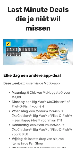 Mc donald's elke dag een andere app-deal