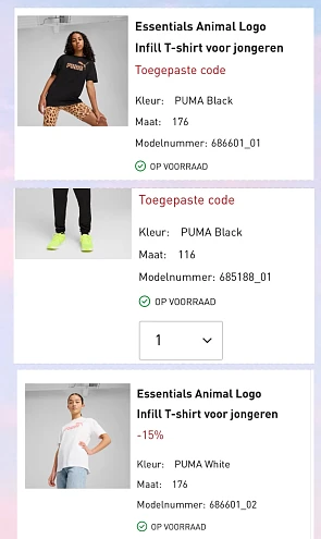 Puma combinatie 2 kortingscodes