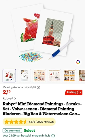 Rubye® Mini Diamond Paintings 2 stuks -83% bij bol