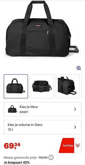 Eastpak Container 65 + 2-wiel reistas 65 cm -42% op bol.com