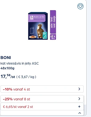 BONI kat vlees&vis in jelly ASC 48x100g -25% extra