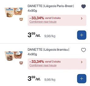 Danette Liégeois patissiers -33,34% extra + coupon -1€ nog goedkoper