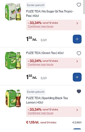 Korting op fuze tea 40 cl -33,34% en met coupon nog goedkoper