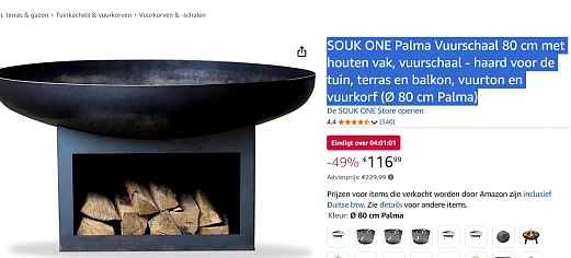 Vuurschaal waar je op kan koken van Souk one voor 116€ dat is -49%