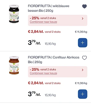 Confituur fiordifrutta -25% extra bovenop goedkopere prijs