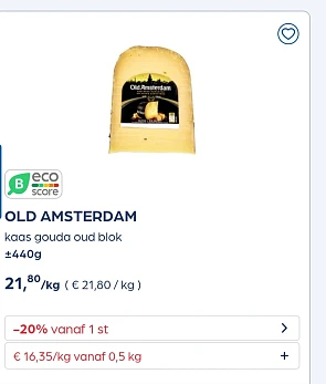 OLD AMSTERDAM kaas gouda oud blok ±440g -20% extra