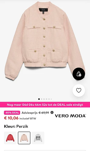 VERO MODA Tussenjas 'VMClaire' in Perzik -85% op aboutyou.be