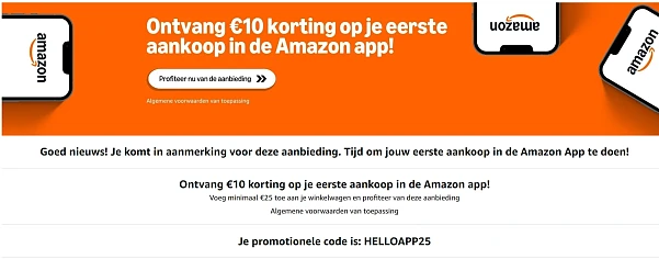 10 euro vanaf 25 bij amazon nl