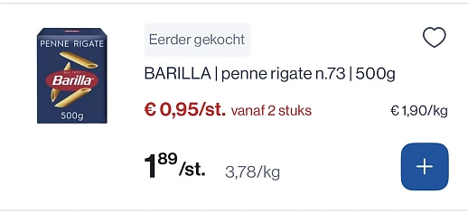 Barilla Penne Rigate nr 73 500 gram -50%