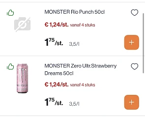 Verschillende monster energiedranken 4 voor 4,99€