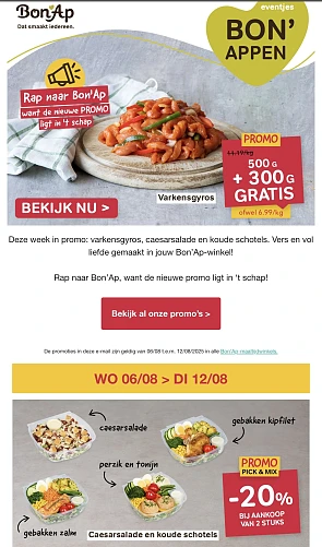Varkensgyros, salades en koude schotels