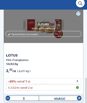 Lotus suzy wafel mini en mini frsngipane tot -33,34%